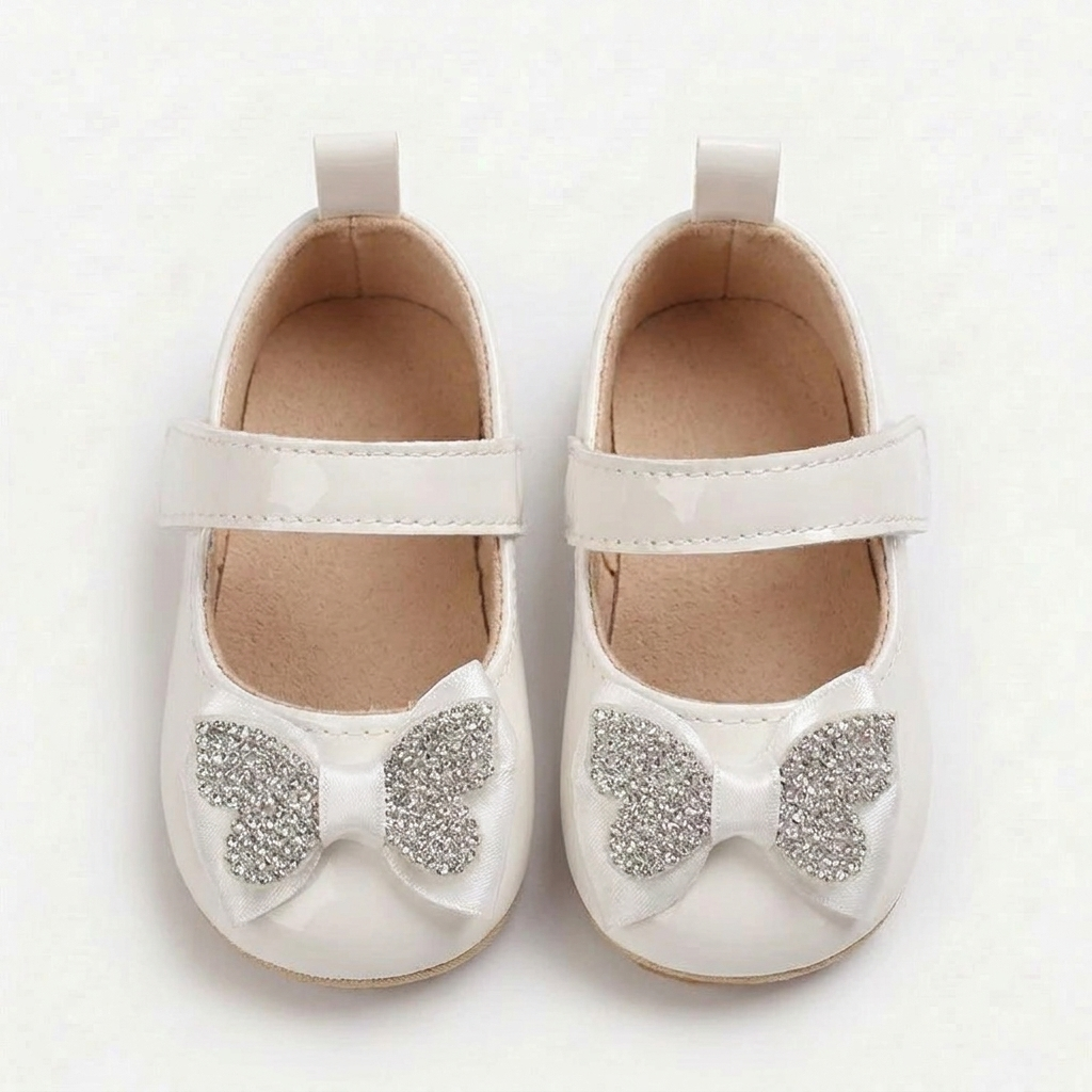 Rhinestone Bow Mary Jane Baby Shoes