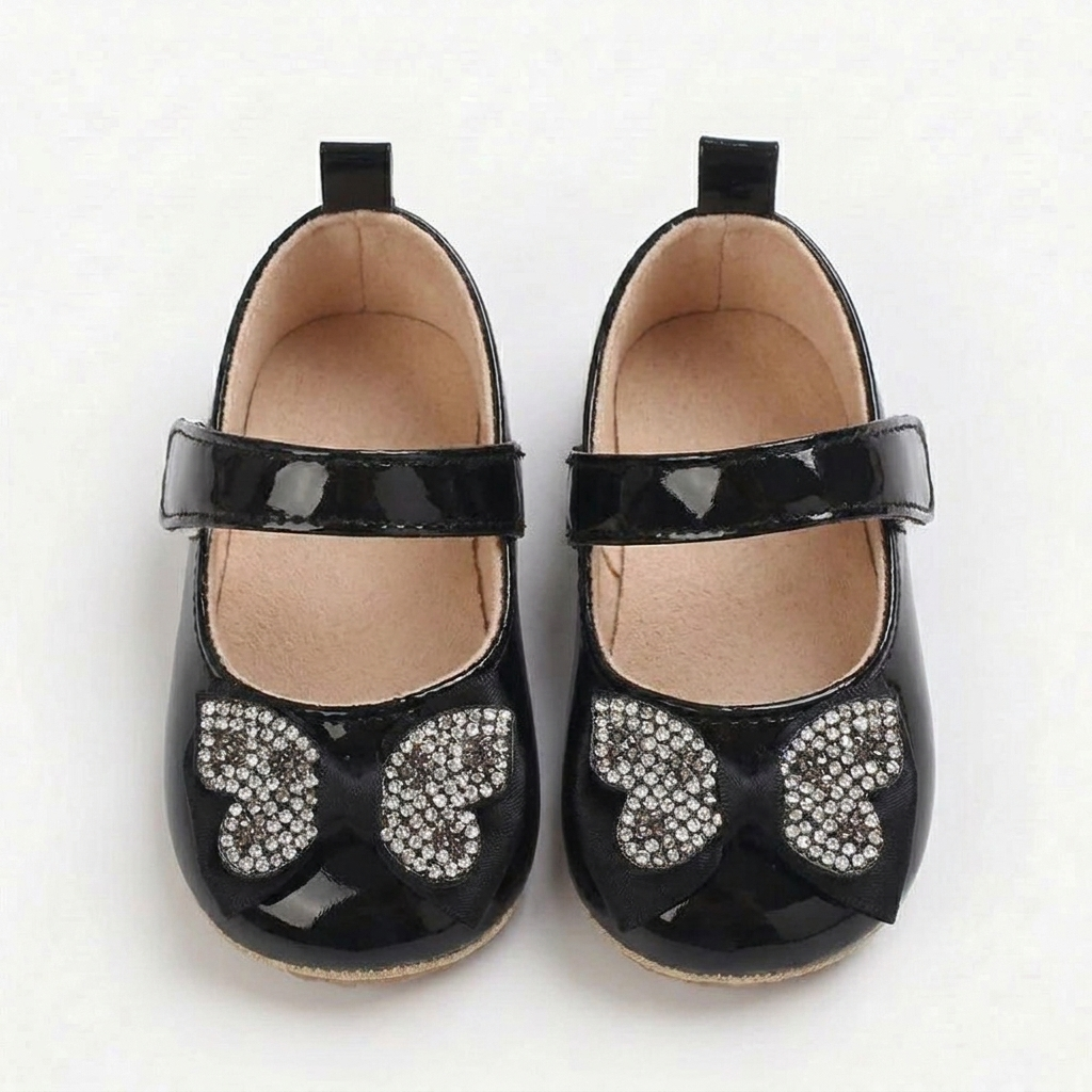 Rhinestone Bow Mary Jane Baby Shoes