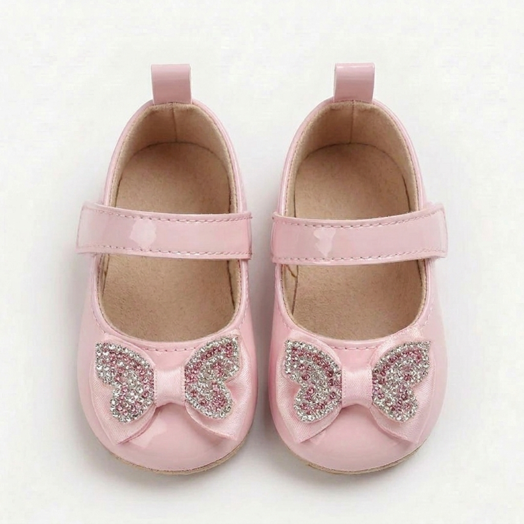 Rhinestone Bow Mary Jane Baby Shoes