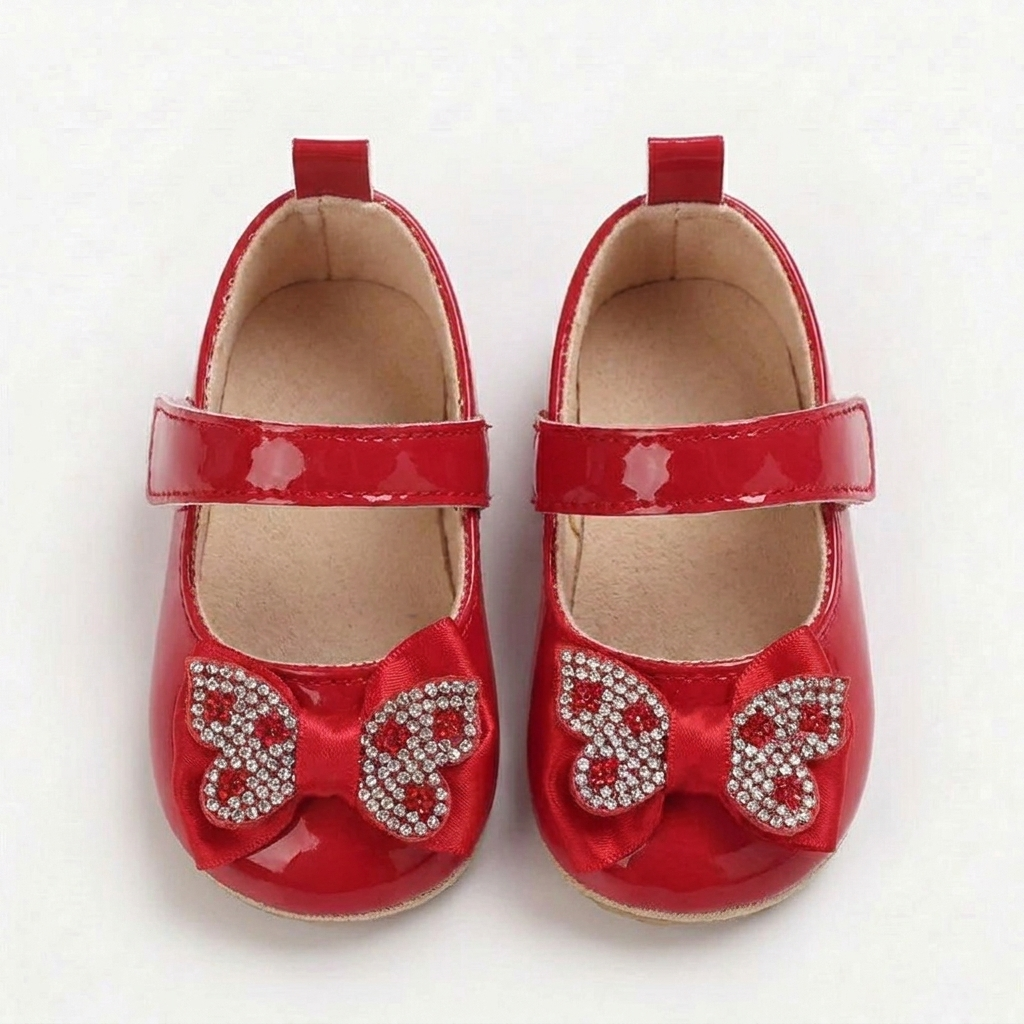 Rhinestone Bow Mary Jane Baby Shoes