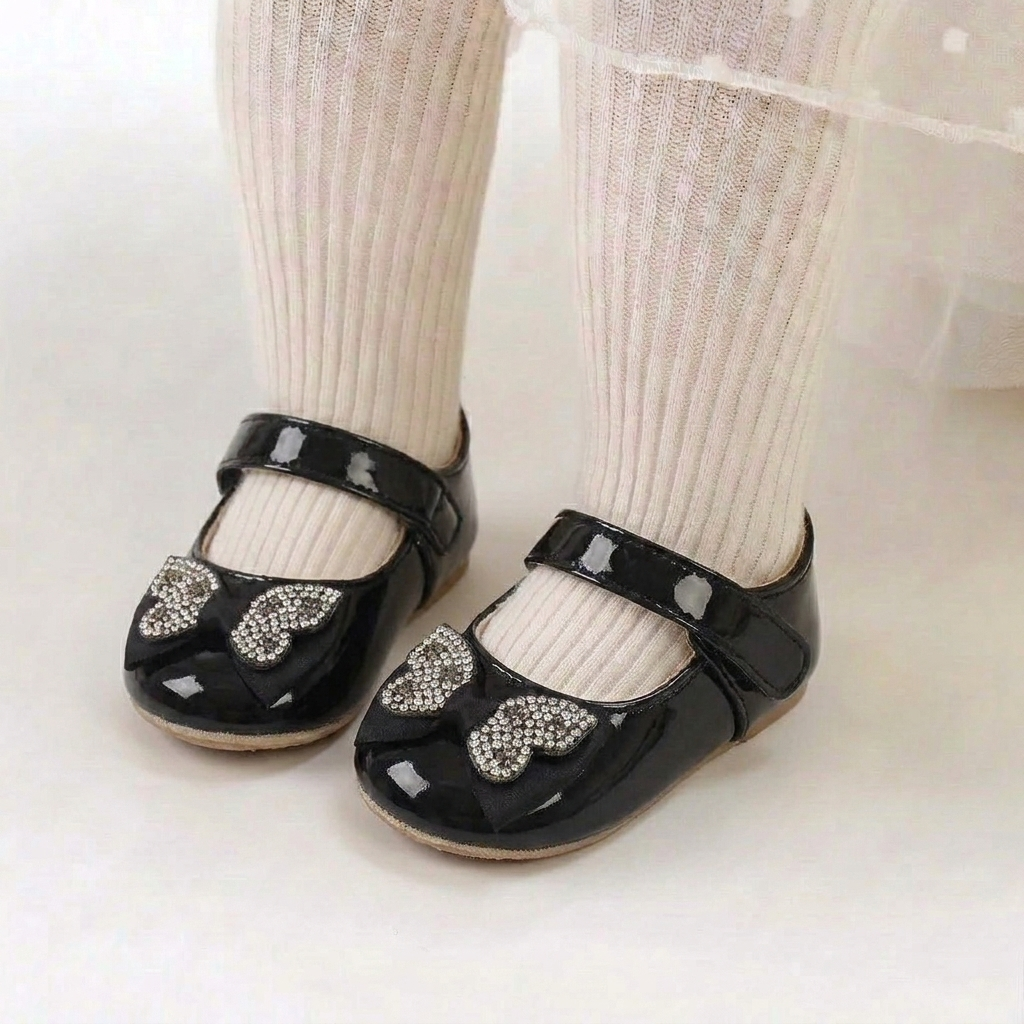 Rhinestone Bow Mary Jane Baby Shoes