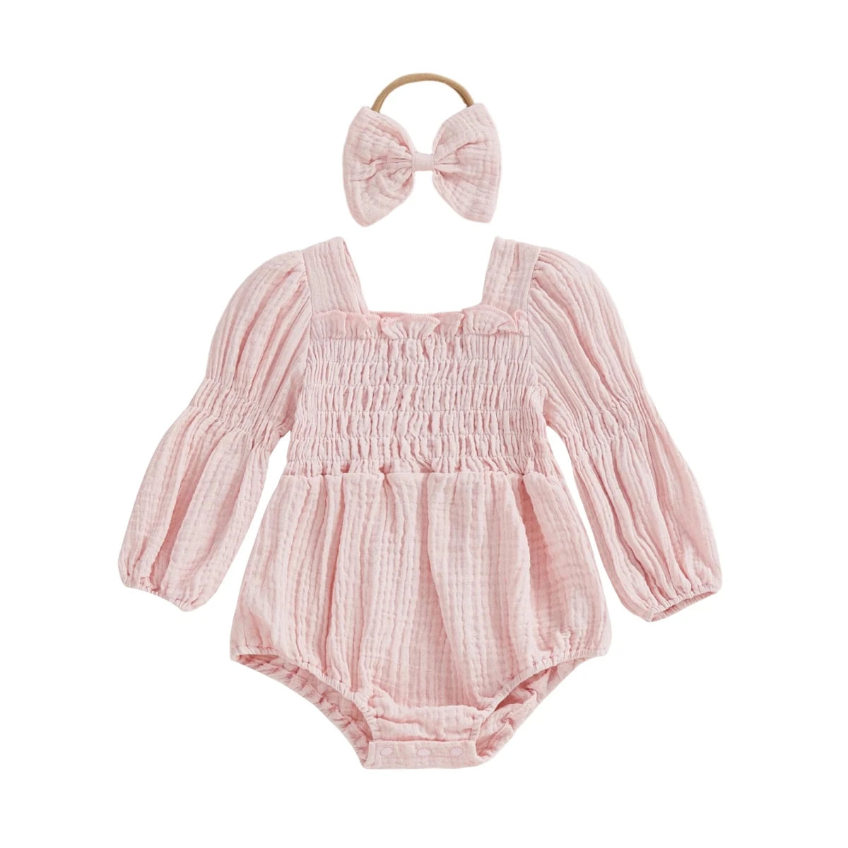 Long Sleeve Baby Romper with Bow - Betina Baby & Kids