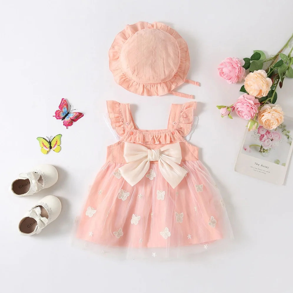 Butterfly Bow Dress with Hat