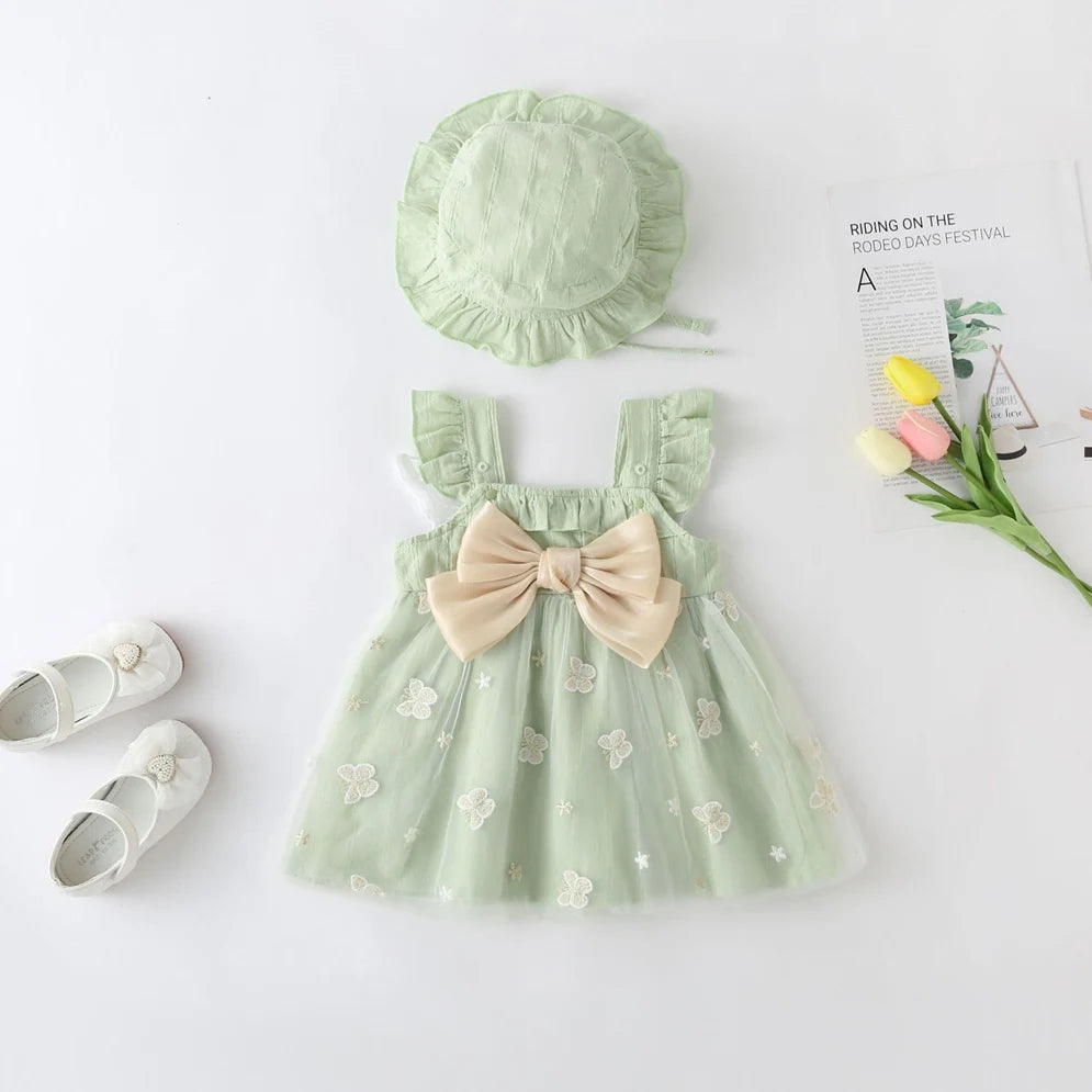 Butterfly Bow Dress with Hat
