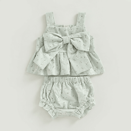 Gingham Bow Top and Bloomer Set - Betina Baby & Kids