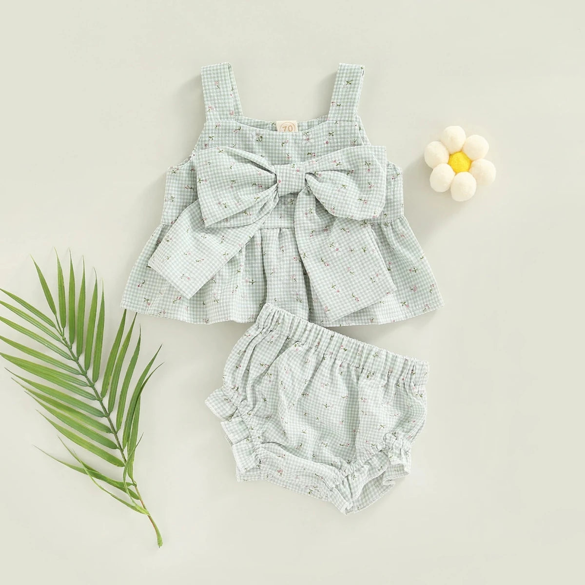 Gingham Bow Top and Bloomer Set - Betina Baby & Kids