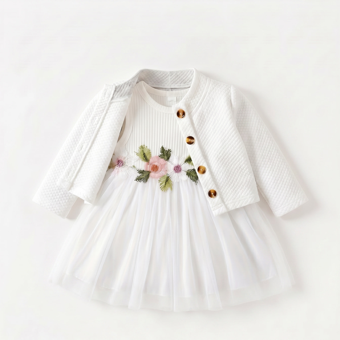 Floral Dress with Cardigan Set