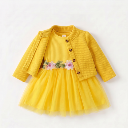 Floral Dress with Cardigan Set