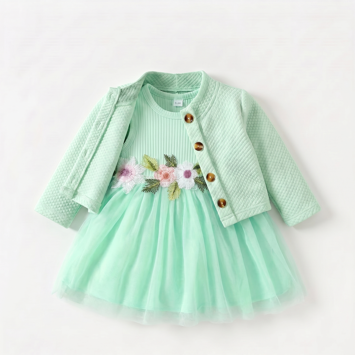 Floral Dress with Cardigan Set
