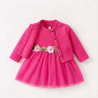 Floral Dress with Cardigan Set