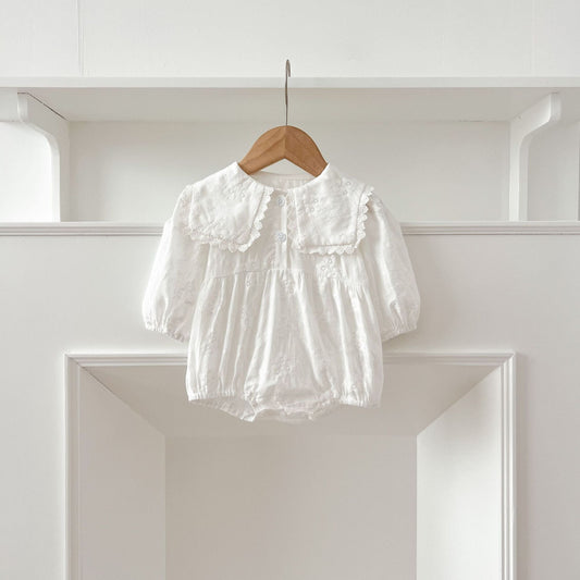 Lace Collar White Baby Romper - Betina Baby & Kids