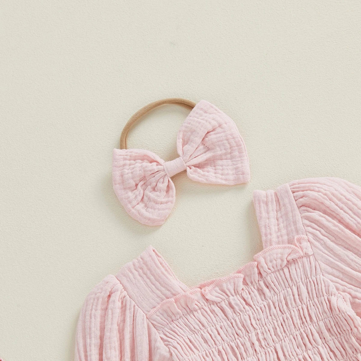 Long Sleeve Baby Romper with Bow - Betina Baby & Kids