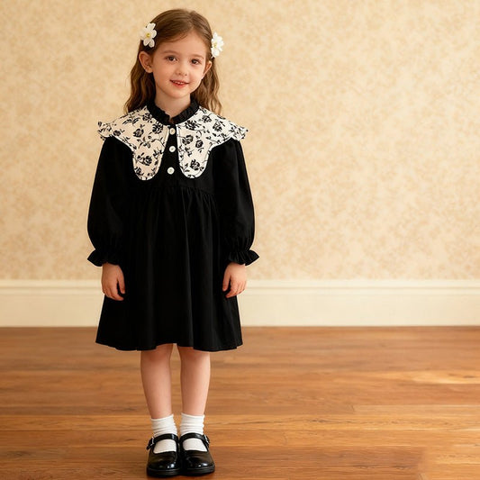 Noir Bloom Elegance Dress - Betina Baby & Kids