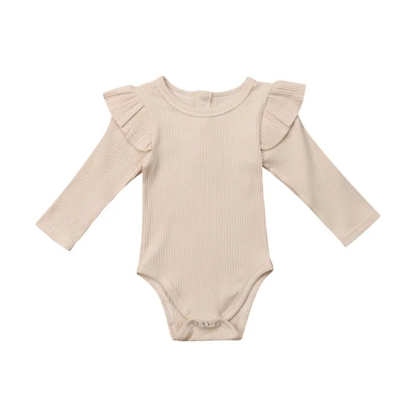 Ribbed Baby Bodysuit with Ruffle Shoulders - Betina Baby & Kids