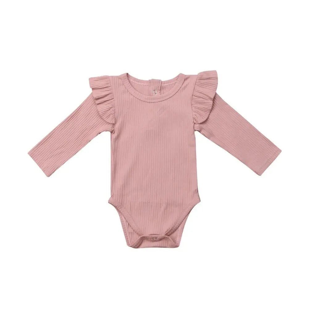 Ribbed Baby Bodysuit with Ruffle Shoulders - Betina Baby & Kids
