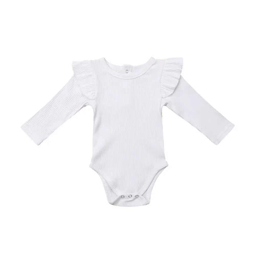 Ribbed Baby Bodysuit with Ruffle Shoulders - Betina Baby & Kids