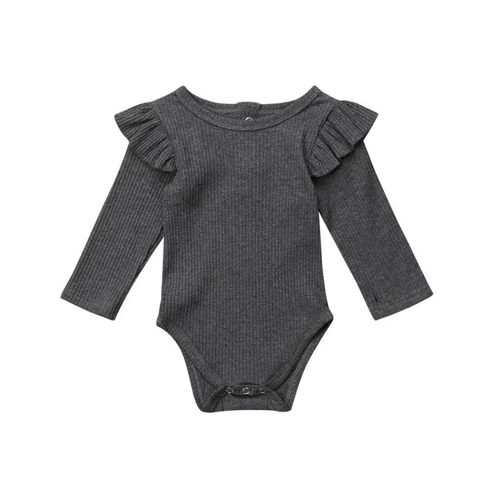 Ribbed Baby Bodysuit with Ruffle Shoulders - Betina Baby & Kids