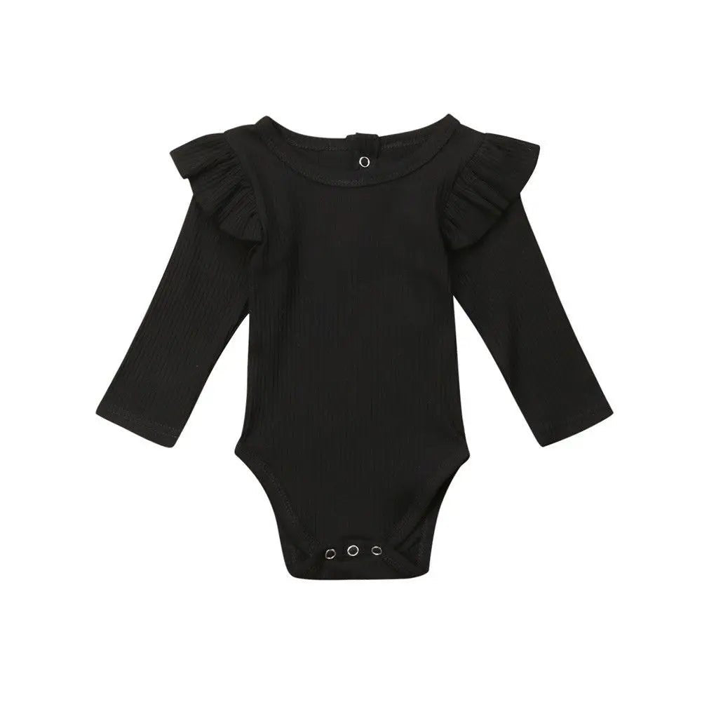 Ribbed Baby Bodysuit with Ruffle Shoulders - Betina Baby & Kids